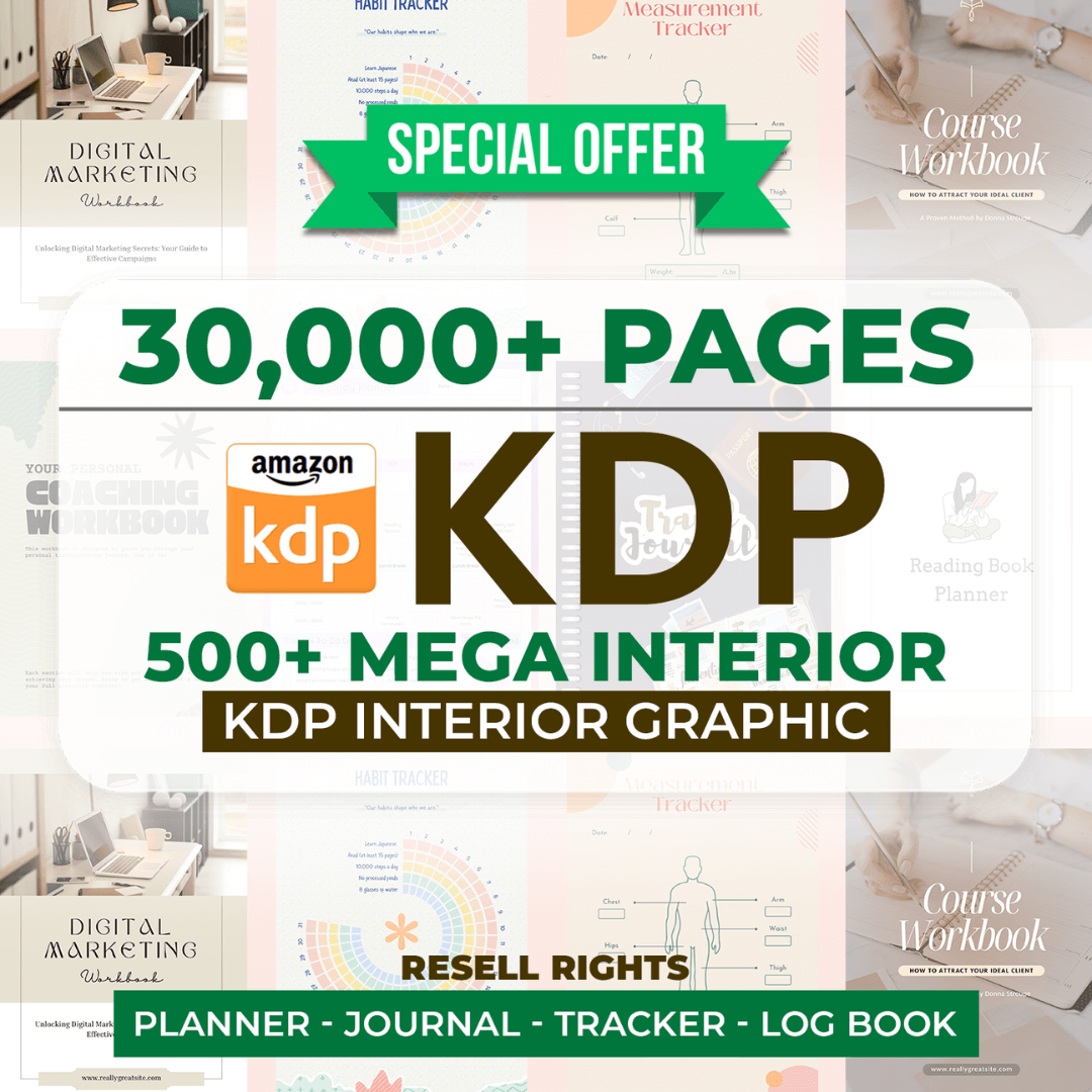 500+ Mega Interior Content| 30,000 Pages KDP Content | Planners, Journals, Trackers & Logbooks