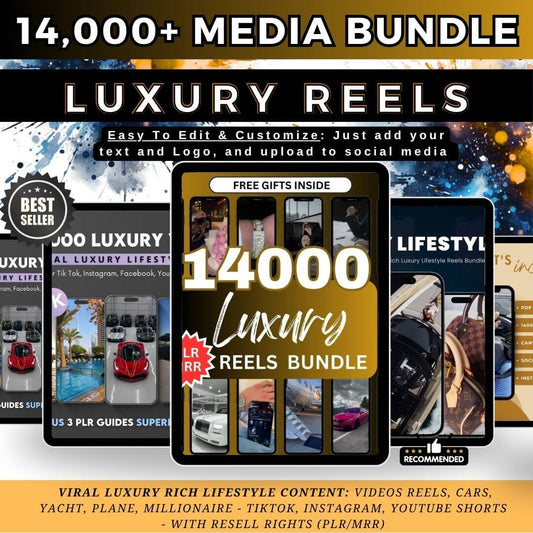 14,000+ Viral Luxury Rich Lifestyle Content: Videos Reels, Cars, Yacht, Plane, Millionaire - TikTok, Instagram, YouTube Shorts - Instant Download (PLR/MRR)