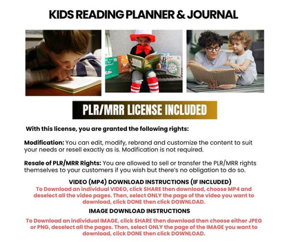 Kids Reading Planner, Journal & eBook | With Resell License  | Complete Reading Trackers for Kids
