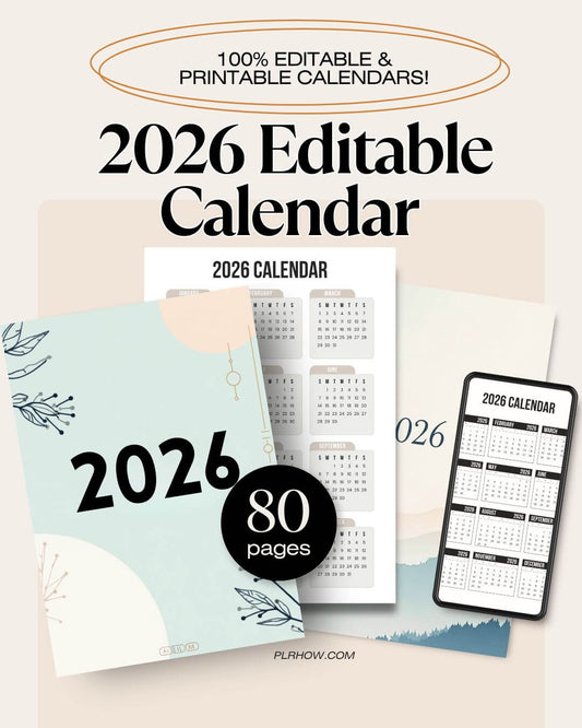 2026 Editable Calendar Weekly, Monthly, & Yearly