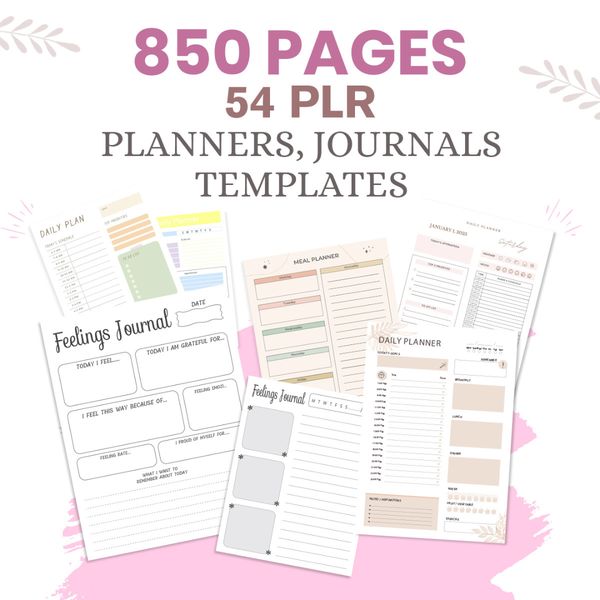 850 Pages PLR Planners/Journals/Templates Bundle - (Editable & Printable)