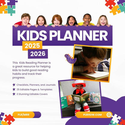 Kids Reading Planner, Journal & eBook | With Resell License  | Complete Reading Trackers for Kids