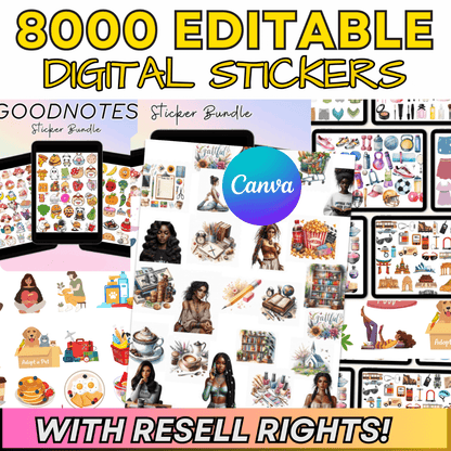 8000+ Digital Stickers For Planners, & Journals |Includes Resell Rights