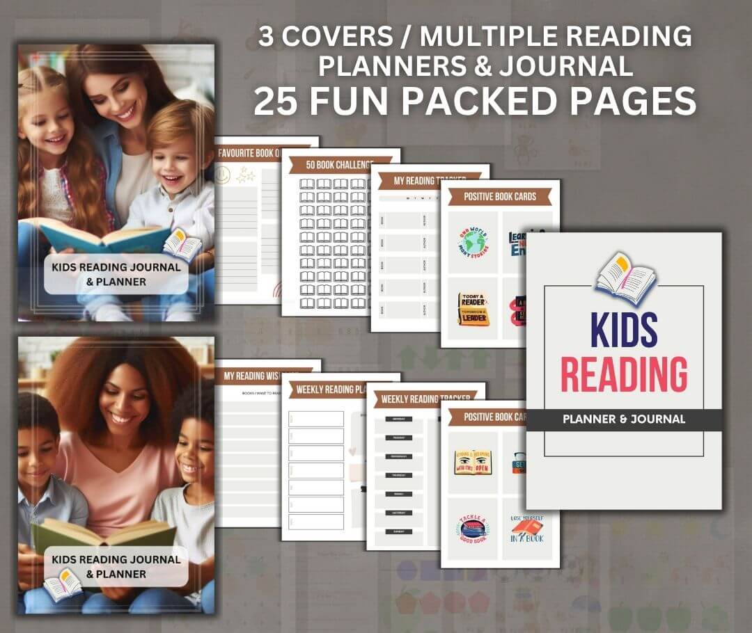 Kids Reading Planner, Journal & eBook | With Resell License  | Complete Reading Trackers for Kids