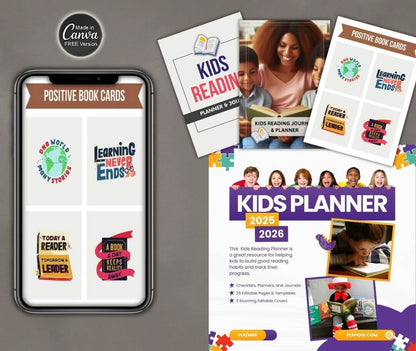 Kids Reading Planner, Journal & eBook | With Resell License  | Complete Reading Trackers for Kids