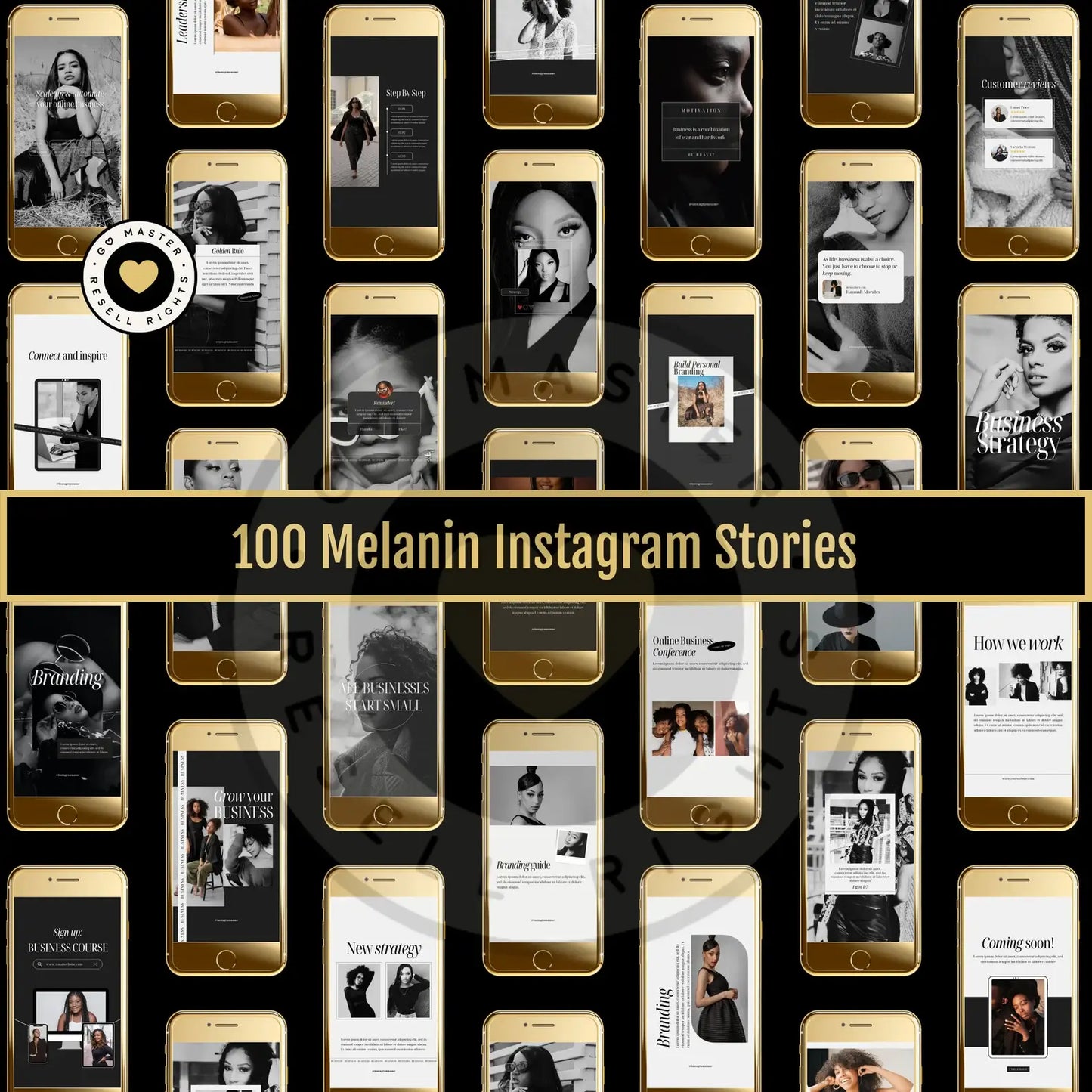 100 Pink Melanin Instagram Stories + Editable Templates (with Resell Rights)