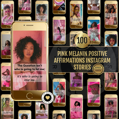100 Pink Melanin Instagram Stories + Editable Templates (with Resell Rights)