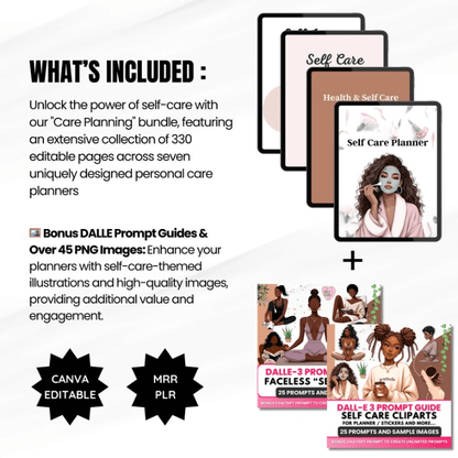 330 Pages Self-Care Planner Bundle (with Resell Rights)