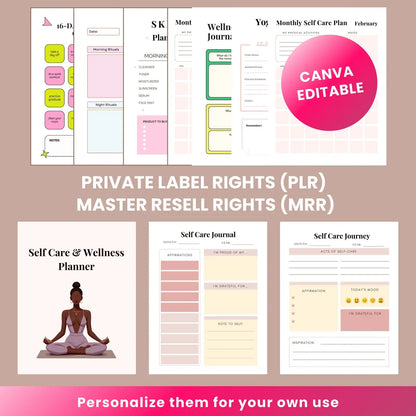 330 Pages Self-Care Planner Bundle (with Resell Rights)
