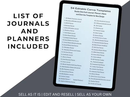 850 Pages PLR Planners/Journals/Templates Bundle - (Editable & Printable)