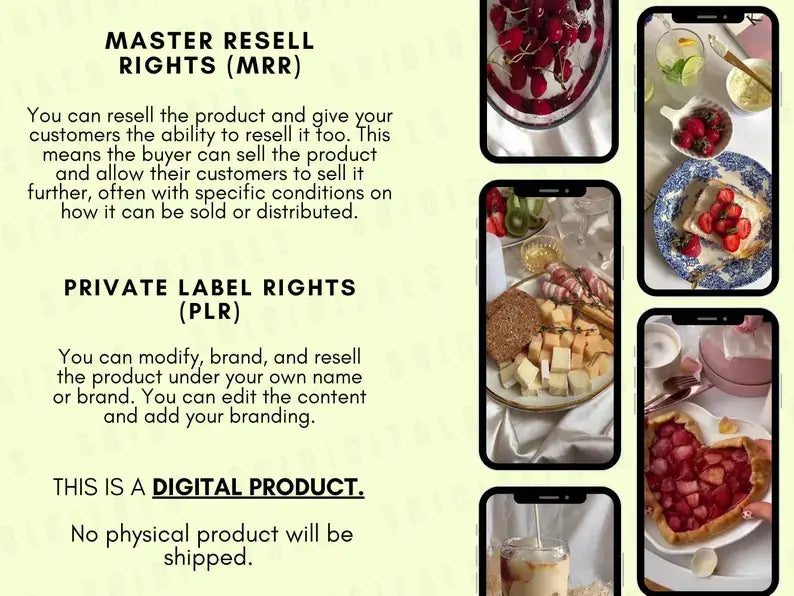 950 Faceless Aesthetic Food Video Reels for Digital Marketing | PLR & MRR Content Pack