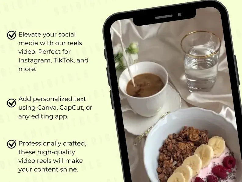 950 Faceless Aesthetic Food Video Reels for Digital Marketing | PLR & MRR Content Pack