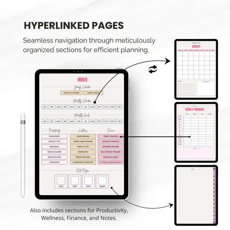 Aesthetic Girl Digital Planner +  22 Beautiful Digital Stickers (with Resell Rights)