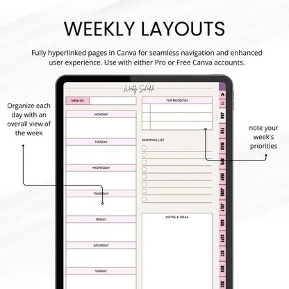 Aesthetic Girl Digital Planner +  22 Beautiful Digital Stickers (with Resell Rights)